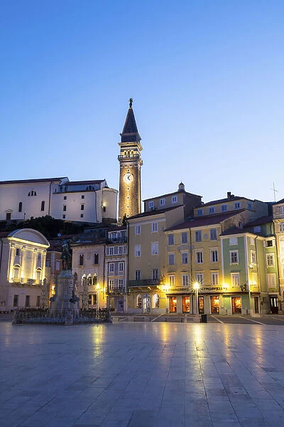 Bell tower at Tartini square in Piran, Istria, Slovenia