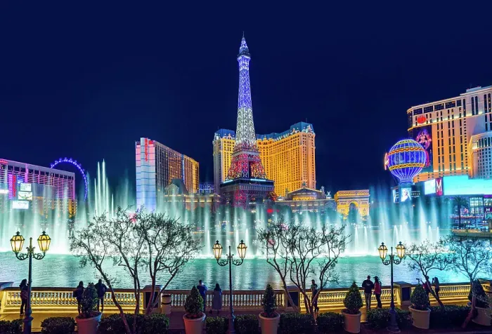 Framed Print : Bellagio Fountain View, Lady Gaga Dancing Fountain Show, with Paris Eiffel Tower Las Vegas Strip View, Skyline, illuminated Las Vegas, Nevada, USA Framed Print : Bellagio Fountain View, Lady Gaga Dancing Fountain Show, with Paris Eiffel Tower Las Vegas Strip View, Skyline, illuminated Las Vegas, Nevada, USA