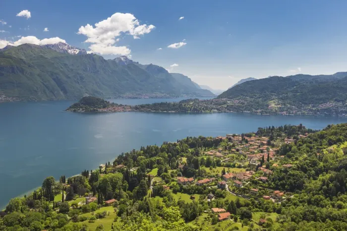 Framed Print : Bellagio and lake Como from the path to San Martino church, Griante, Como province