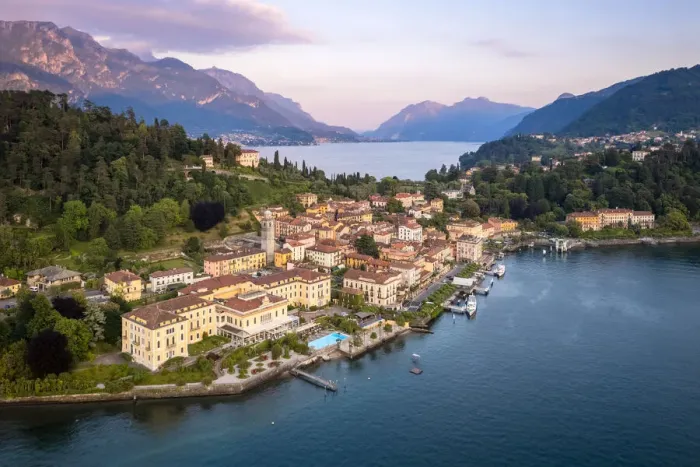 Framed Print : Bellagio at sunset, between the Como branch of the lake and the Lecco branch