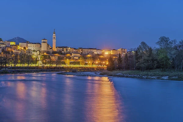 Belluno, province of Belluno, Veneto, Italy. View of town and cathedral of San Martino
