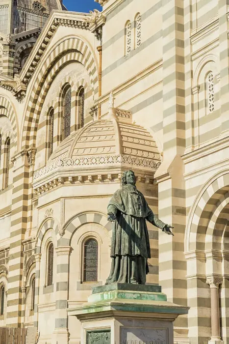 Framed Print : De Belsunce statue outside Cathedral La Major, Marseille, Provence Alpes Cote d'Azur, Bouches du Rhone, France