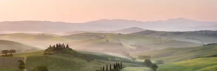 Framed Print : Belvedere at dawn, Valle de Orcia, Tuscany, Italy