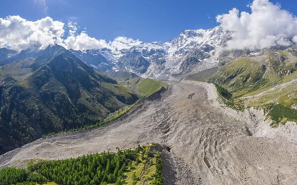 Belvedere glacier that divides at the feet of the east face of Monte Rosa massif