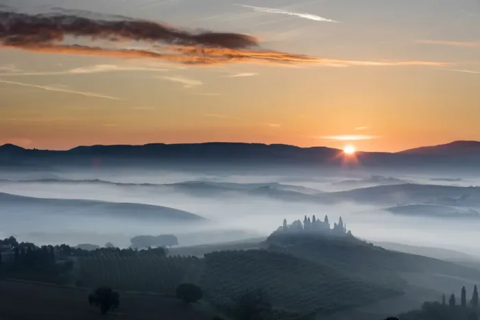 Framed Print : Belvedere and landscape, Val d Orcia, Tuscany, Italy Framed Print : Belvedere and landscape, Val d Orcia, Tuscany, Italy