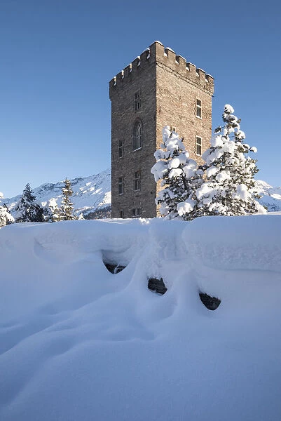 Belvedere Tower in Maloja Pass, Bregaglia Valley, canton of Graubunden, Engadin