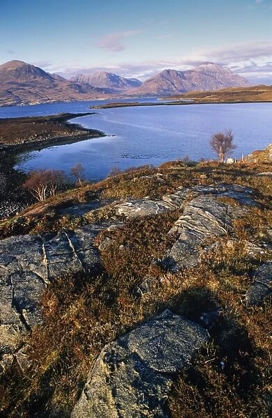 Ben Alligin and Liathach seen across Loch Torridon, Wester Ross, Scotland