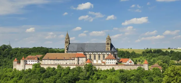 Framed Print : Benedicte monastery Groszcomburg, Kochertal valley, Schwabisch Hall, Hohenlohe, Baden-Wurttemberg, Germany Framed Print : Benedicte monastery Groszcomburg, Kochertal valley, Schwabisch Hall, Hohenlohe, Baden-Wurttemberg, Germany