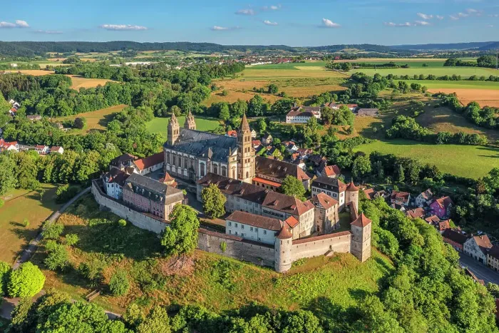 Framed Print : Benedictine monastery Comburg, Steinbach, Kocher Valley, Schwabisch Hall, Hohenlohe, Baden-Wurttemberg; Germany Framed Print : Benedictine monastery Comburg, Steinbach, Kocher Valley, Schwabisch Hall, Hohenlohe, Baden-Wurttemberg; Germany