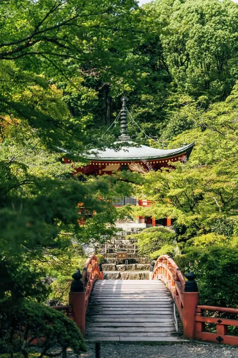 Framed Print : Bentendo Hall and Bridge in summer, Daigo-ji Temple, Kyoto, Japan Framed Print : Bentendo Hall and Bridge in summer, Daigo-ji Temple, Kyoto, Japan
