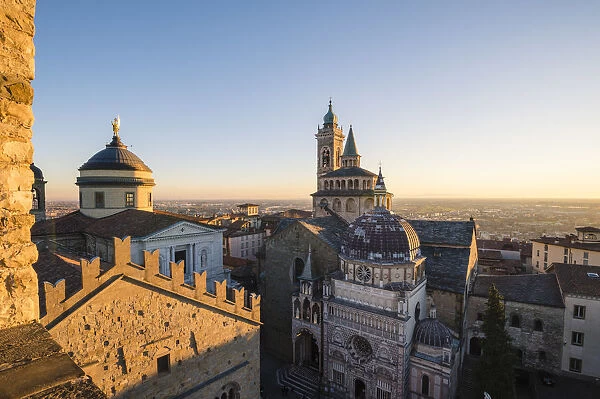 Bergamo, Lombardy, Italy. High angle view over the Saint Mary Major (Santa Maria Maggiore)