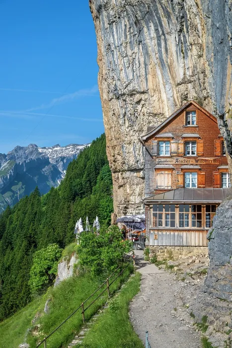 Framed Print : Berggasthaus Aescher alpine guesthouse, Schwende, Canton of Appenzell Innerrhoden, Switzerland Framed Print : Berggasthaus Aescher alpine guesthouse, Schwende, Canton of Appenzell Innerrhoden, Switzerland
