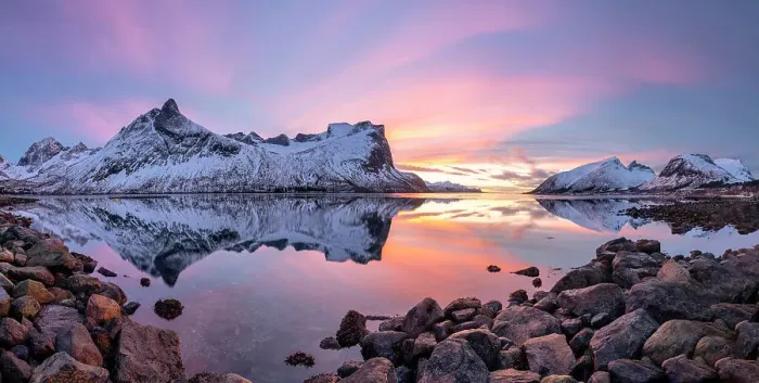 Framed Print : Bergsbotn Reflections at Sunset, Senja, Norway Framed Print : Bergsbotn Reflections at Sunset, Senja, Norway