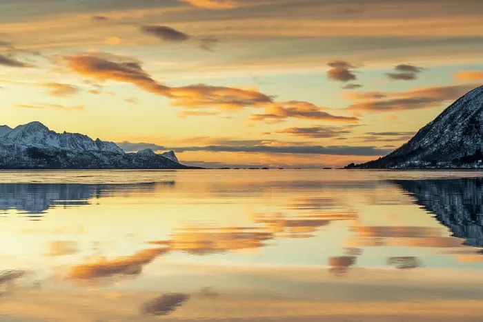 Framed Print : Bergsbotn Reflections at Sunset, Senja, Norway Framed Print : Bergsbotn Reflections at Sunset, Senja, Norway