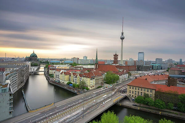 Berlin skyline with Berlin Cathedral, TV Tower and Spree River, Berlin, Germany