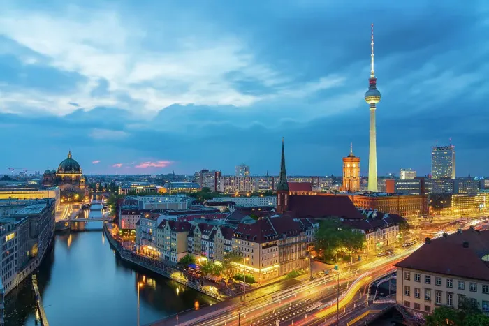 Framed Print : Berlin skyline with Berlin Cathedral, TV Tower and Spree River at twilight, Berlin, Germany Framed Print : Berlin skyline with Berlin Cathedral, TV Tower and Spree River at twilight, Berlin, Germany