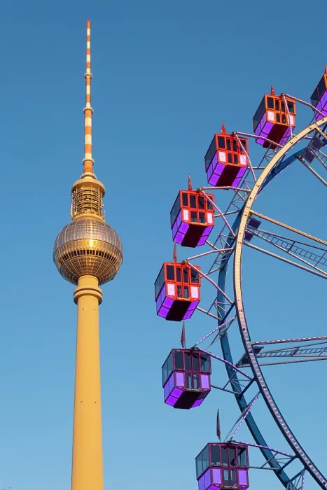 Framed Print : Berliner Fernsehturm & Ferris Wheel, Berlin, Germany Framed Print : Berliner Fernsehturm & Ferris Wheel, Berlin, Germany