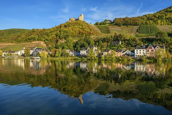 Bernkastle-Kues with Landshut castle, Mosel valley, Rhineland-Palatinate, Germany