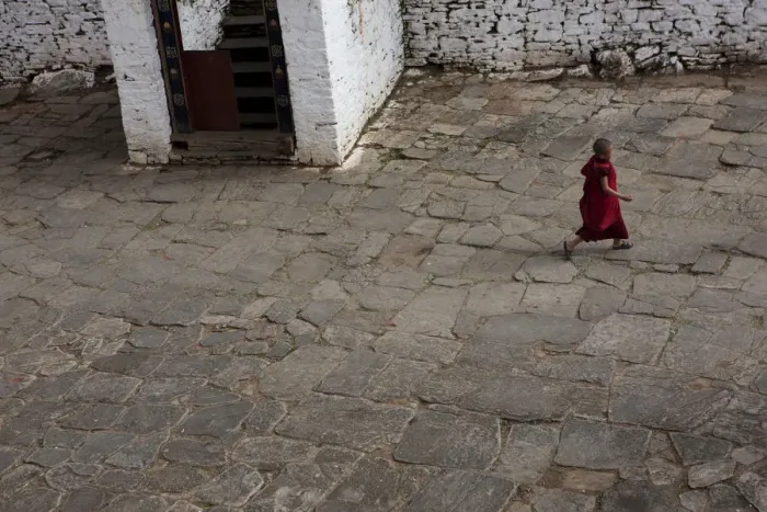 Framed Print : Bhuddist monks in the Dzong or temple in Paro, Bhutan