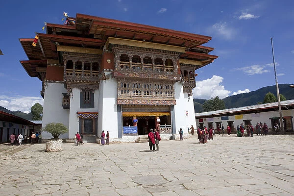 Bhutan. An elaborate building at the Gangtey Gompa