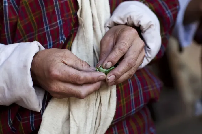 Framed Print : A Bhutanese man in a Gho eating Betel nut in Bhutan Framed Print : A Bhutanese man in a Gho eating Betel nut in Bhutan