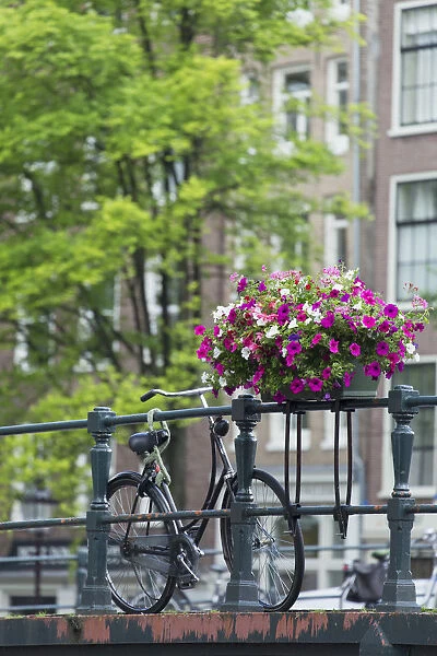 Bicycle on bridge, Amsterdam, Netherlands