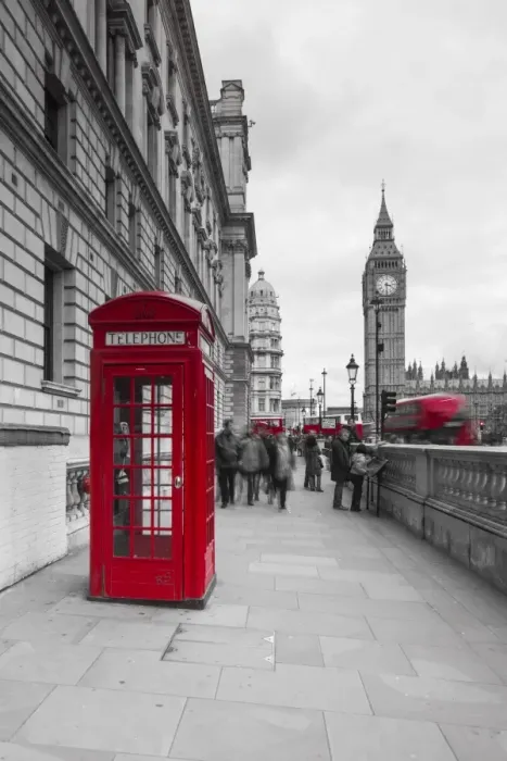 Framed Print : Big Ben, Houses of Parliament and a red phone box, London, England
