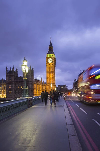 Big Ben, Houses of Parliament and Westminster Bridge, London, England