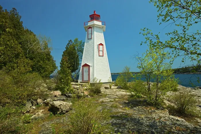 Framed Print : Big Tub Lighthouse in Lake Huron. Georgian Bay on Bruce Peninsula Tobermory, Ontario, Canada Framed Print : Big Tub Lighthouse in Lake Huron. Georgian Bay on Bruce Peninsula Tobermory, Ontario, Canada