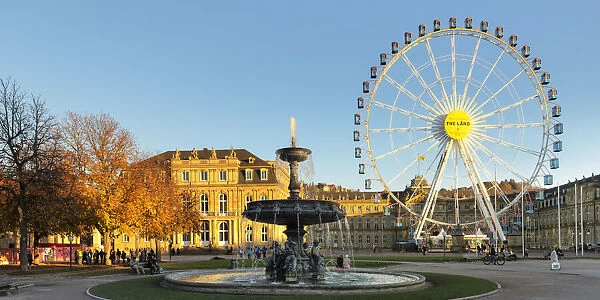Big wheel at Schlossplatz Square with New Palace in autumn, Stuttgart, Baden-Wurttemberg, Germany