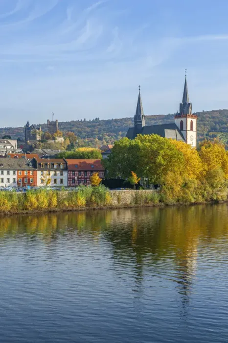 Framed Print : Bingen with Nahe river and Basilica, Rhine valley, Rhineland-Palatinate, Germany Framed Print : Bingen with Nahe river and Basilica, Rhine valley, Rhineland-Palatinate, Germany