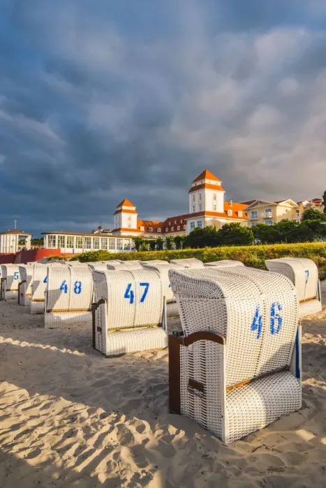 Framed Print : Binz, Rugen Island, Baltic coast, Mecklenburg-Western Pomerania, Germany. Beach baskets Framed Print : Binz, Rugen Island, Baltic coast, Mecklenburg-Western Pomerania, Germany. Beach baskets