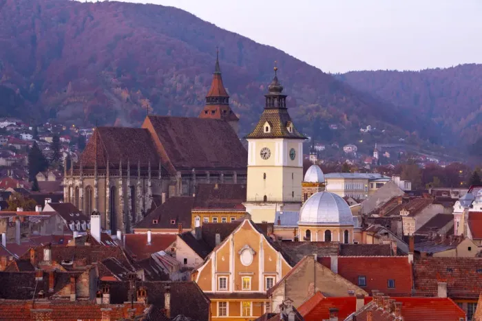Framed Print : The Black Church & Town Hall Clock Tower illuminated at dawn, Piata Sfatului, Brasov Framed Print : The Black Church & Town Hall Clock Tower illuminated at dawn, Piata Sfatului, Brasov