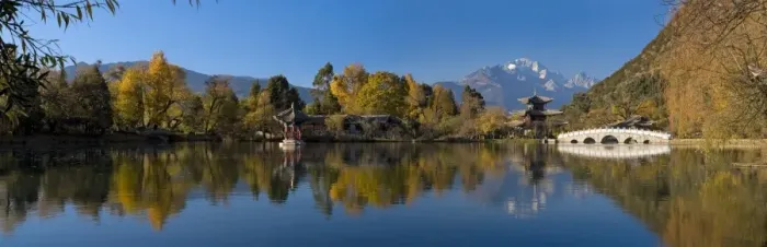 Framed Print : Black Dragon Pool Park and Yulong Xueshan Mountain Framed Print : Black Dragon Pool Park and Yulong Xueshan Mountain