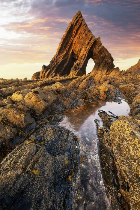 Framed Print : Blackchurch Rock at sunset, Mouthmill, North Devon, England, United Kingdom Framed Print : Blackchurch Rock at sunset, Mouthmill, North Devon, England, United Kingdom