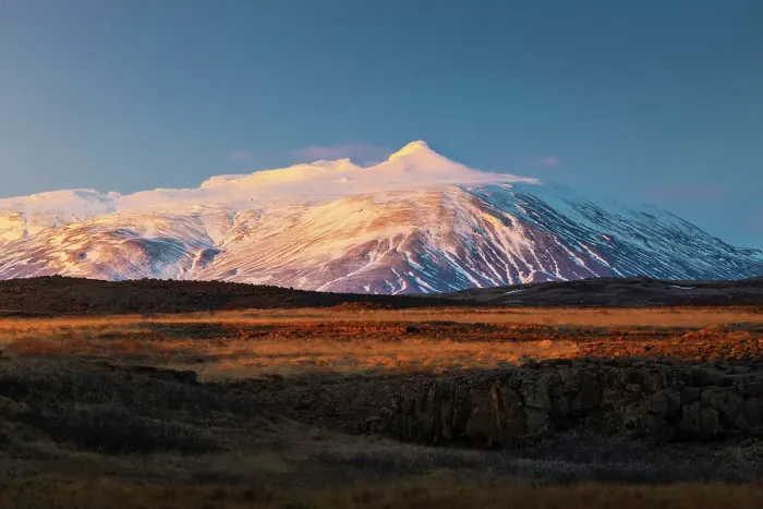 Framed Print : Blafell mountain at sunset during winter, Sudurland, Iceland Framed Print : Blafell mountain at sunset during winter, Sudurland, Iceland