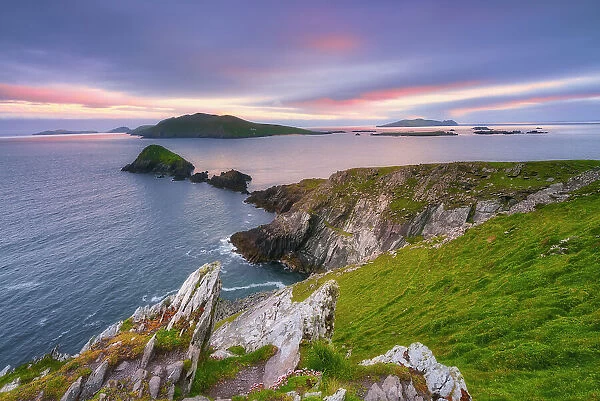 The Blasket Islands seen from Dunmore Head, Dingle, Dingle Peninsula, Slea Head Drive, Wild Atlantic Way, County Kerry, Munster Province, west coast of Ireland, Ireland, Europe