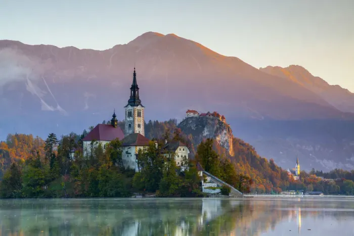 Framed Print : Bled Island (Blejski otok) with the Church of the Assumption (Cerkev Marijinega Framed Print : Bled Island (Blejski otok) with the Church of the Assumption (Cerkev Marijinega