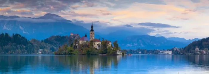 Framed Print : Bled Island (Blejski otok) with the Church of the Assumption (Cerkev Marijinega vnebovzetja)
