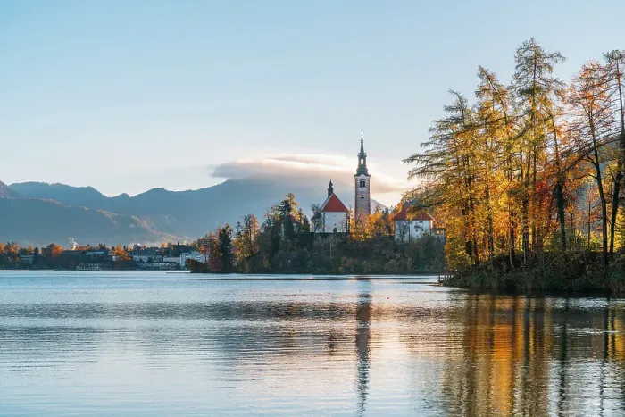 Framed Print : Bled lake, morning view, Slovenia, Europe Framed Print : Bled lake, morning view, Slovenia, Europe