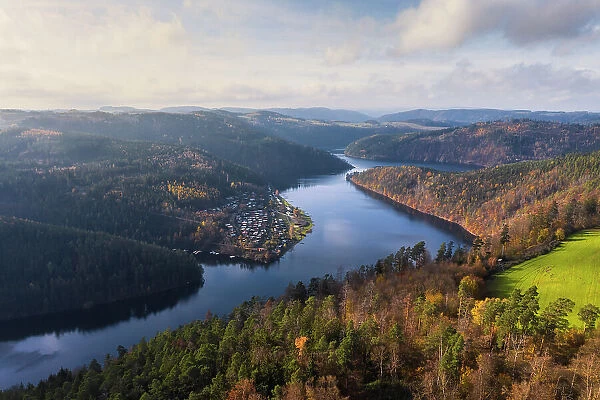 Bleilochstausee - River Saale reservoir, lead hole dam, Thuringian Slate Mountains, Saale-Orla district, Thuringia, Germany