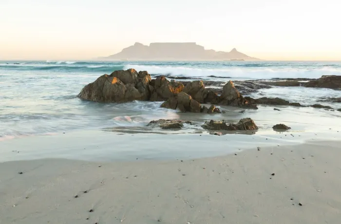 Framed Print : Bloubergstrand beach with Table Mountain in background Framed Print : Bloubergstrand beach with Table Mountain in background