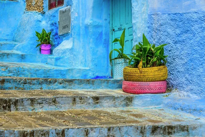 Framed Print : Blue alleyway, Chefchaouen, Morocco