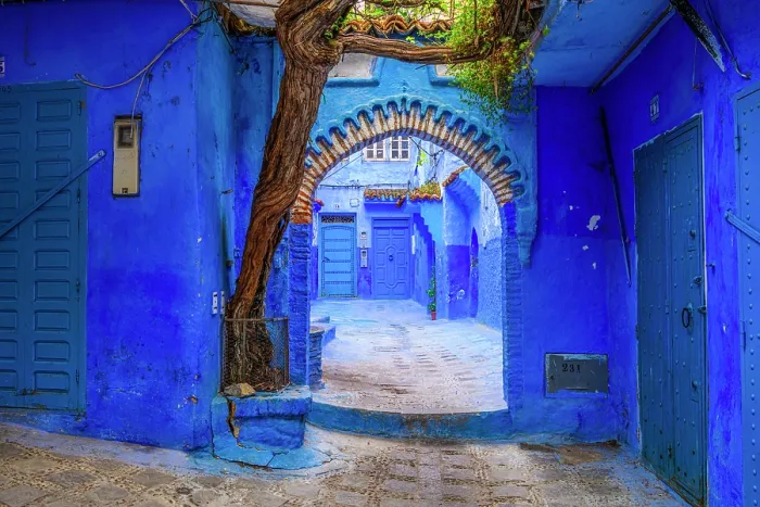 Framed Print : Blue alleyway, Chefchaouen, Morocco Framed Print : Blue alleyway, Chefchaouen, Morocco