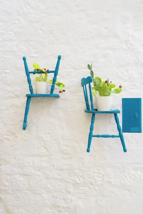 Framed Print : Blue Chairs and prickly pears, Ostuni, Puglia, Italy
