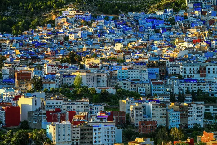 Framed Print : The blue city from a high viewpoint, Chefchaouen, Morocco Framed Print : The blue city from a high viewpoint, Chefchaouen, Morocco