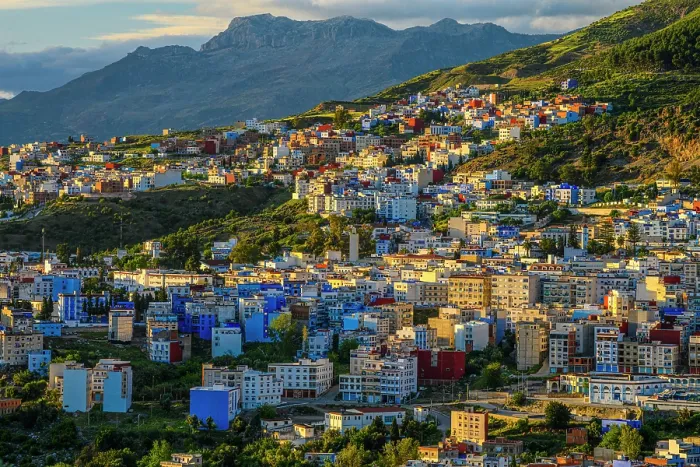 Framed Print : The blue city from a high viewpoint, Chefchaouen, Morocco Framed Print : The blue city from a high viewpoint, Chefchaouen, Morocco