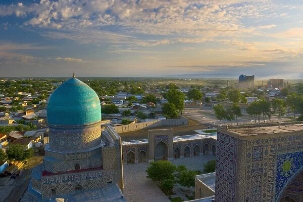 The blue domes of The Registan, Samarkand, Uzbekistan