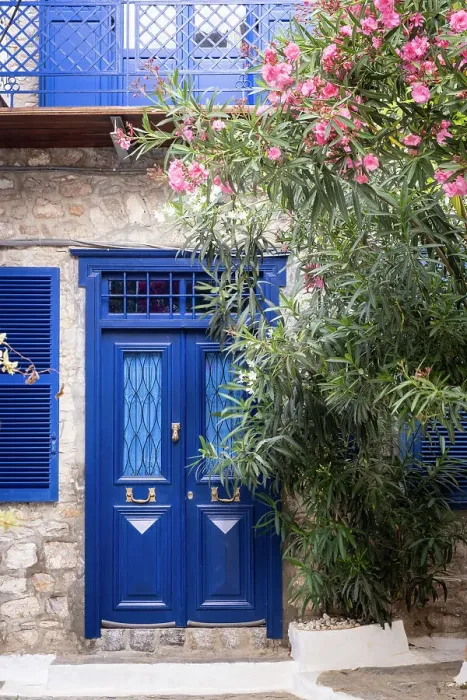 Framed Print : Blue door, Hydra Town, Hydra (Ydra), Saronic Islands, Greece