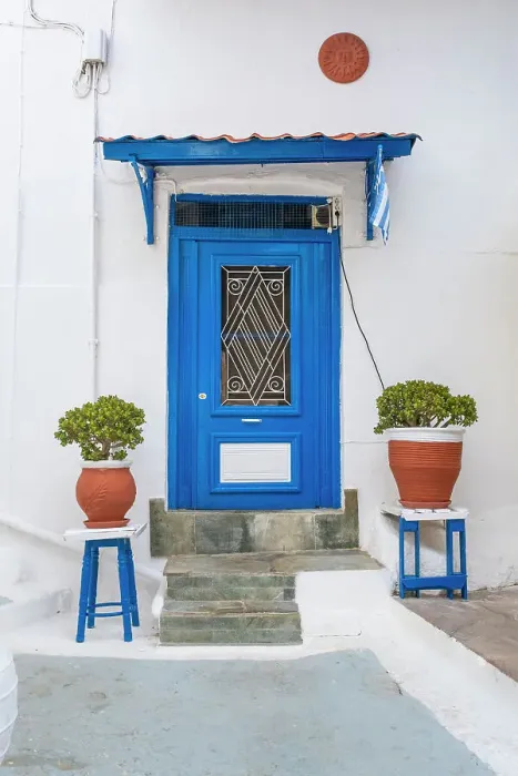 Framed Print : Blue door, Poros Island, Saronic Islands, Greece Framed Print : Blue door, Poros Island, Saronic Islands, Greece